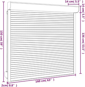 vidaXL Ρολό εισόδου Ανθρακί 160 x 150 cm Αλουμίνιο και Πολυουρεθάνη