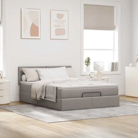 vidaXL Οθωμανικό κρεβάτι με στρώμα Taupe 140x200cm ύφασμα