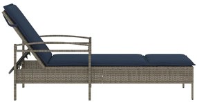 vidaXL Ξαπλώστρα με Μαξιλάρι Γκρι 63x200x81 εκ. από Συνθετικό Ρατάν (μόνο για τις ΗΠΑ)