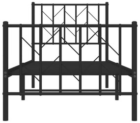 vidaXL Πλαίσιο Κρεβατιού με Κεφαλάρι&Ποδαρικό Μαύρο 75x190 εκ. Μέταλλο