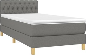 vidaXL Κρεβάτι Boxspring με Στρώμα Σκούρο Γκρι 90x190 εκ. Υφασμάτινο