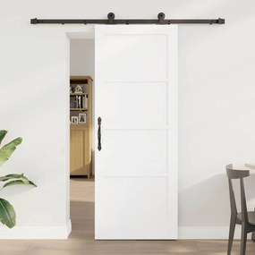 vidaXL Συρόμενη Πόρτα με Σετ Εξαρτημάτων Λευκή 78x202 cm Σταθερό Ξύλο Πεύκου
