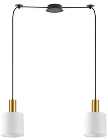 SE21-GM-4-BL2-SH1 ADEPT TUBE Gold Matt Pendant White Fabric Shade+