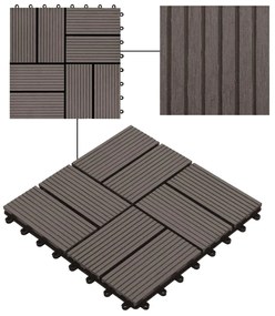 vidaXL Πλακάκια Deck 22 τεμ. Σκούρο Καφέ 30 x 30 εκ. 2 μ² από WPC