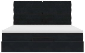 vidaXL Οθωμανικό κρεβάτι με στρώματα Μαύρο 160x200cm Velvet