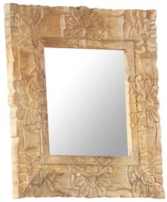 Καθρέφτης 50 x 50 εκ. από Μασίφ Ξύλο Μάνγκο - Καφέ