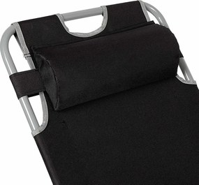 Ξαπλώστε ξαπλώστρα Aktive πολυεστέρας 600D Χάλυβας Μαύρο 177 x 47 x 34 cm