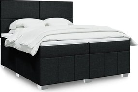 vidaXL Κρεβάτι Boxspring με Στρώμα Μαύρο 200x200 εκ. Υφασμάτινο