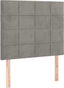vidaXL Κρεβάτι Boxspring με Στρώμα &amp; LED Αν.Γκρι 90x200 εκ. Βελούδινο