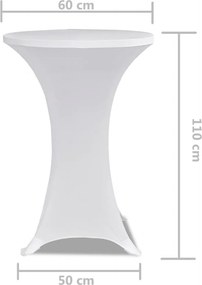vidaXL Κάλυμμα Τραπεζιού Stretch 2 τεμ. Λευκό Ø 60 εκ.