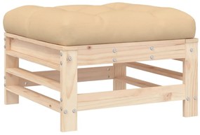 vidaXL Υποπόδιο Κήπου με Μαξιλάρι από Μασίφ Ξύλο Πεύκου