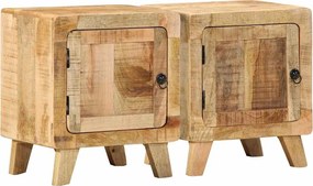 vidaXL Κομοδίνο 2 τεμάχια 40x32x46 cm Στερεό ξύλο Rough Mango