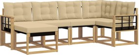 vidaXL Σειρά Καναπέ Εξωτερικού με μαξιλάρι 6 pcs Λευκό και Μπεζ
