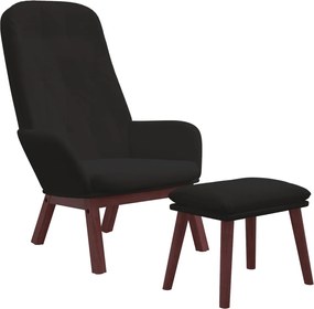 vidaXL Πολυθρόνα Relax με Υποπόδιο Μαύρη Βελούδινη