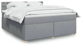 Κρεβάτι Boxspring με Στρώμα Ανοιχτό Γκρι 180x200 εκ. Υφασμάτινο