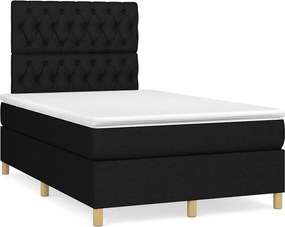 vidaXL Κρεβάτι Boxspring με Στρώμα Μαύρο 120x190 εκ. Υφασμάτινο