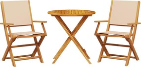 vidaXL Σετ Επίπλων Bistro 3 τεμ. Μπεζ Ύφασμα/Μασίφ Πεύκου
