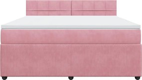 vidaXL Κρεβάτι Boxspring με Στρώμα Ροζ 180x200 εκ. Βελούδινο