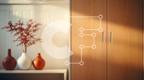 Intra Συλλεκτικό Ξύλινο Παζλ Plywood 4mm - Άνετο δωμάτιο με ξύλινο ντουλάπι και όμορφα βάζα Σε Ξύλινο Κουτί - Διαστάσεις Puzzle: 10x10 cm – 25 κομμάτια