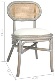 Καρέκλες Τραπεζαρίας 6 τεμ. Γκρι από Λινό Ύφασμα - Γκρι