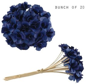 Διακοσμητικά Λουλούδια Σε Μπουκέτο EI1443 26x14x15cm Blue Ξύλο
