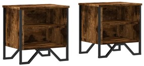 vidaXL Κομοδίνο Καπνιστή Δρυς 2 τεμ. 40x30x40 εκ. Επεξεργασμένο Ξύλο