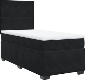 vidaXL Κρεβάτι Boxspring με Στρώμα Μαύρο 80 x 200 εκ. Βελούδινο