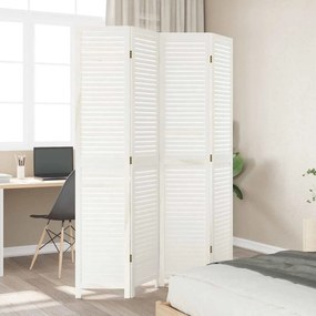 vidaXL Διαχωριστικό Χώρου με 4 Πάνελ Ρετρό Λευκό από Μασίφ Ξύλο Παυλώνιας
