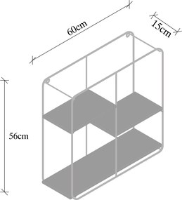 Ράφι Τοίχου Μαύρο / Καρυδιά LILAC 60x15x60