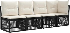vidaXL Σετ Καναπέ Κήπου 6 pcs Μαύρο συνθετικό ρατάν