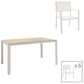 Intrahome Τραπεζαρία Zacreta-Nares σετ 7τεμ Intrahome αλουμίνιο-textilene σε λευκή απόχρωση | SKU: INTRAPA-311111492