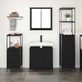 vidaXL Σετ Επίπλων Μπάνιου με ράφι 3 pcs Μαύρη Οξυά Επεξεργασμένο ξύλο
