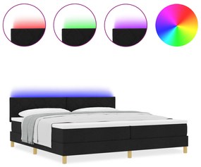 vidaXL Κρεβάτι με Κοίλωμα και Στρώμα & LED Μαύρο 200x200 εκ. Ύφασμα