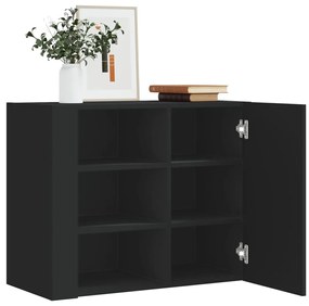 vidaXL Ντουλάπι Τοίχου Μαύρο 75x35x60 εκ. από Επεξεργασμένο Ξύλο
