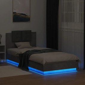 vidaXL Πλαίσιο Κρεβατιού με Κεφαλάρι και LED 90 x 200 εκ.