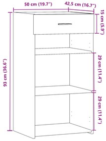 Ντουλάπι Καφέ Δρυς 50x42,5x93 εκ. Επεξεργασμένο Ξύλο - Καφέ