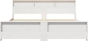 vidaXL Σκελετός Κρεβατιού με ράφι Λευκό 180 x 200 cm Στερεό πεύκο