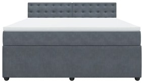 vidaXL Κρεβάτι Boxspring με Στρώμα Σκούρο Γκρι 180x200 εκ. Βελούδινο