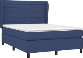 vidaXL Κρεβάτι Boxspring με Στρώμα Μπλε 140x190 εκ. Υφασμάτινο