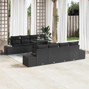 vidaXL Σετ Καναπέ Κήπου με μαξιλάρι 7 pcs Μαύρο 100 x 55 x 73 εκ