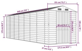 ΑΠΟΘΗΚΗ ΚΗΠΟΥ ΑΝΟΙΧΤΟ ΓΚΡΙ 191X640X198 ΕΚ. ΓΑΛΒΑΝΙΣΜΕΝΟ ΑΤΣΑΛΙ 3188248