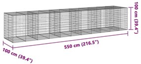 Συρματοκιβώτιο με Κάλυμμα 550x100x100εκ από Γαλβανισμένο Χάλυβα - Ασήμι