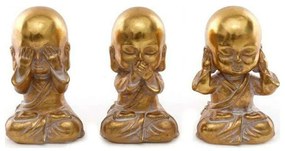 Διακοσμητικός Βούδας See Hear Say (Σετ 3Τμχ) 014.BU0191 15cm Gold Ceramic