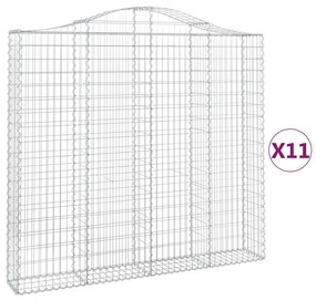 vidaXL Συρματοκιβώτια Τοξωτά 11 τεμ. 200x30x180/200 εκ. Γαλβαν. Ατσάλι