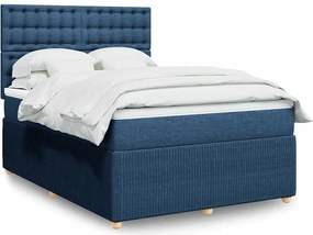 vidaXL Κρεβάτι Boxspring με Στρώμα Μπλε 140x200 εκ. Υφασμάτινο