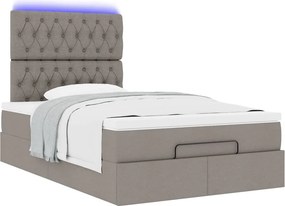 vidaXL Οθωμανικό κρεβάτι με στρώμα &amp; LEDs Taupe 120x190cm ύφασμα