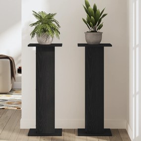 vidaXL Στήριγμα Φυτών 2 τεμ Μαύρη Δρυς 30x30x80 εκ Επεξεργασμένο Ξύλο