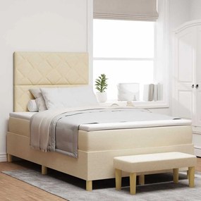 vidaXL Κρεβάτι με ελατήρια με στρώμα Κρεμ 120 x 190 cm ύφασμα
