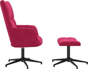 vidaXL Πολυθρόνα Relax Μπορντό Βελούδινη με Σκαμπό