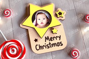 Σετ των 2 Intra απο ξύλο plywood 3mm-4mm πάχος Χριστουγεννιάτικο Photo Magnet | Ιδέα δώρου | CNC Δίασταση 15x15 cm INTRAFABR-108898191